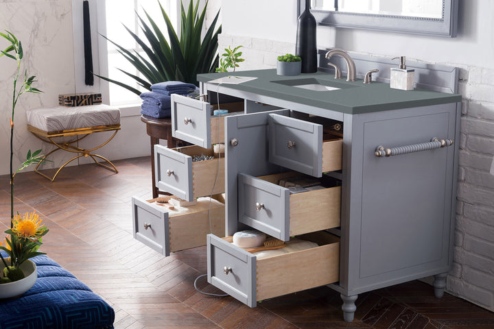 Copper Cove Encore 48" Single Vanity, Silver Gray w/ 3 CM Cala Blue Silestone Top