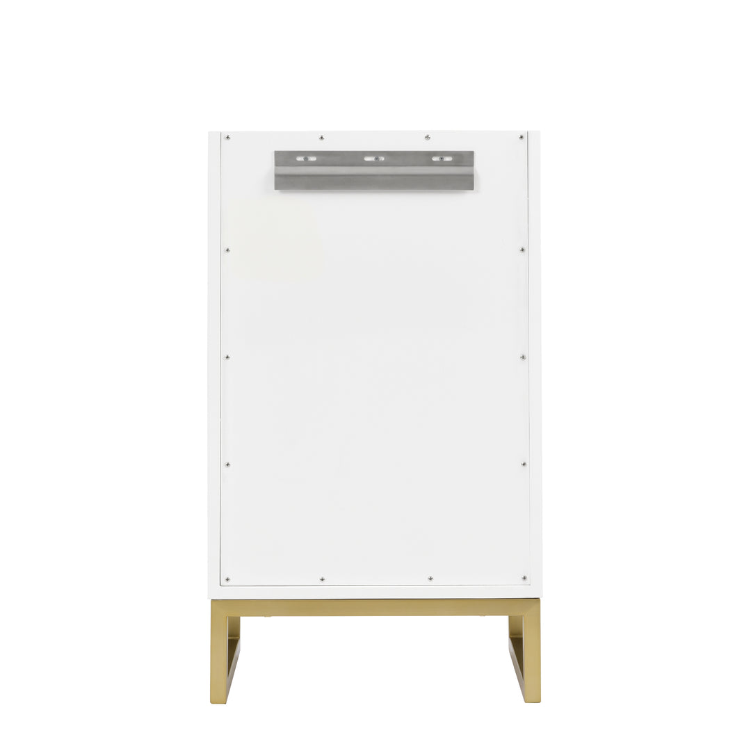 Chianti 20" Single Vanity, Glossy White, Champagne Brass, w/ White Glossy Composite Stone Top