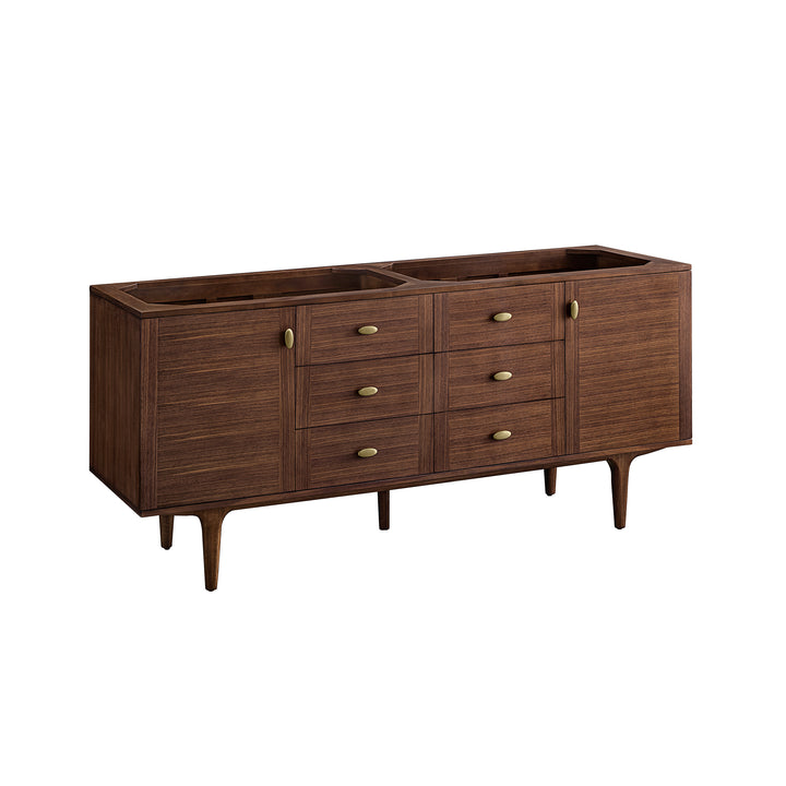 Amberly 72" Double Vanity Cabinet, Mid-Century Walnut