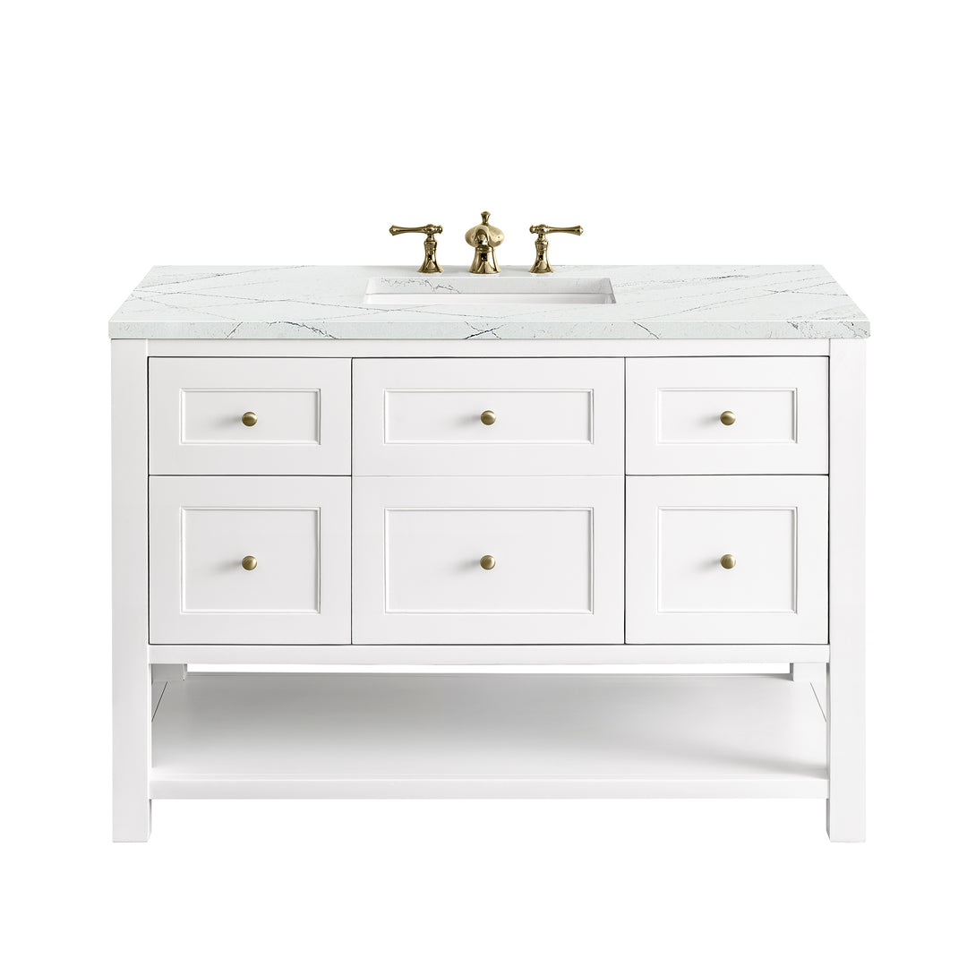 Breckenridge 48" Single Vanity, Bright White w/ 3 CM Ethereal Noctis Top w/FreePower Wireless Charger
