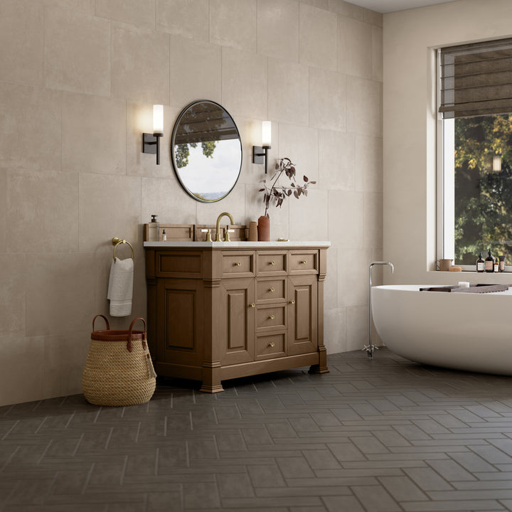 Brookfield 48" Single Vanity, Pecan, w/ 3 CM Lime Delight Silestone® Top