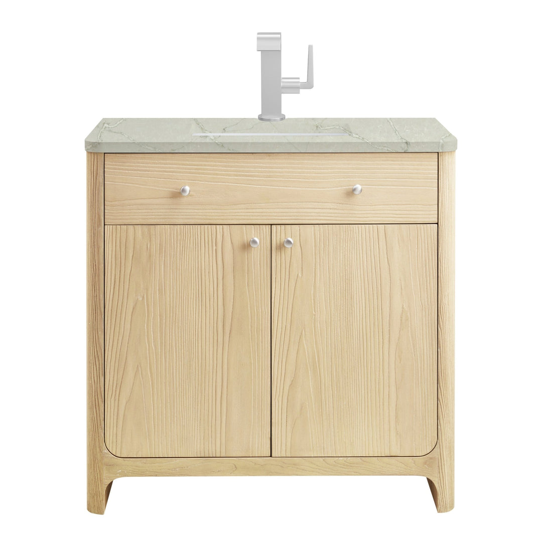 Gracyn 36" Single Vanity, Coastal Driftwood, w/ 3 CM Victorian Silver Quartz Top