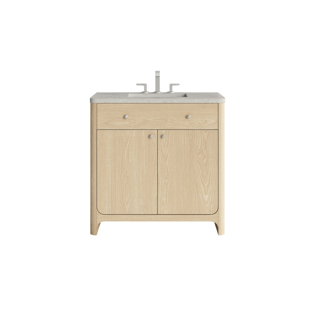 Gracyn 36" Single Vanity, Coastal Driftwood, w/ 3 CM Victorian Silver Quartz Widespread Top
