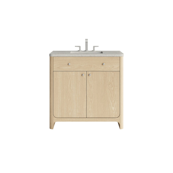 Gracyn 36" Single Vanity, Coastal Driftwood, w/ 3 CM Victorian Silver Quartz Widespread Top