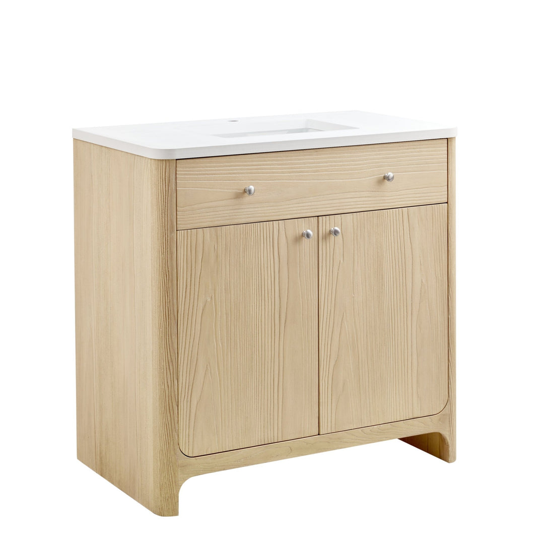 Gracyn 36" Single Vanity, Coastal Driftwood, w/ 3 CM White Zeus Quartz Top