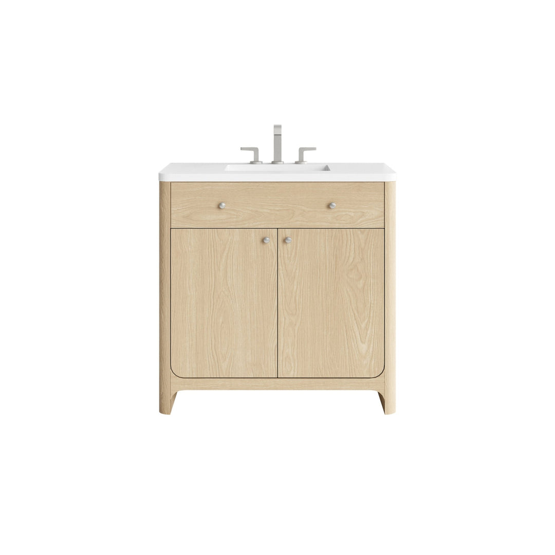 Gracyn 36" Single Vanity, Coastal Driftwood, w/ 3 CM White Zeus Quartz Widespread Top