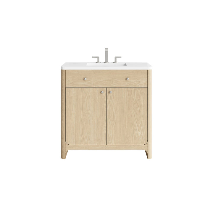 Gracyn 36" Single Vanity, Coastal Driftwood, w/ 3 CM White Zeus Quartz Widespread Top