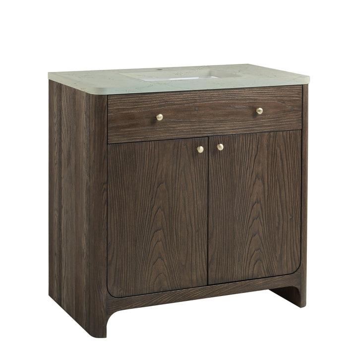 Gracyn 36" Single Vanity, Sable, w/ 3 CM Victorian Silver Quartz Top