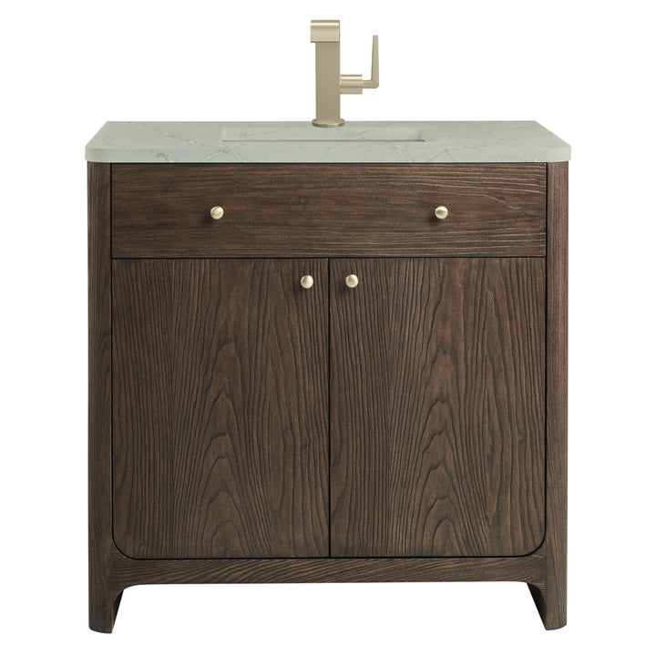 Gracyn 36" Single Vanity, Sable, w/ 3 CM Victorian Silver Quartz Top