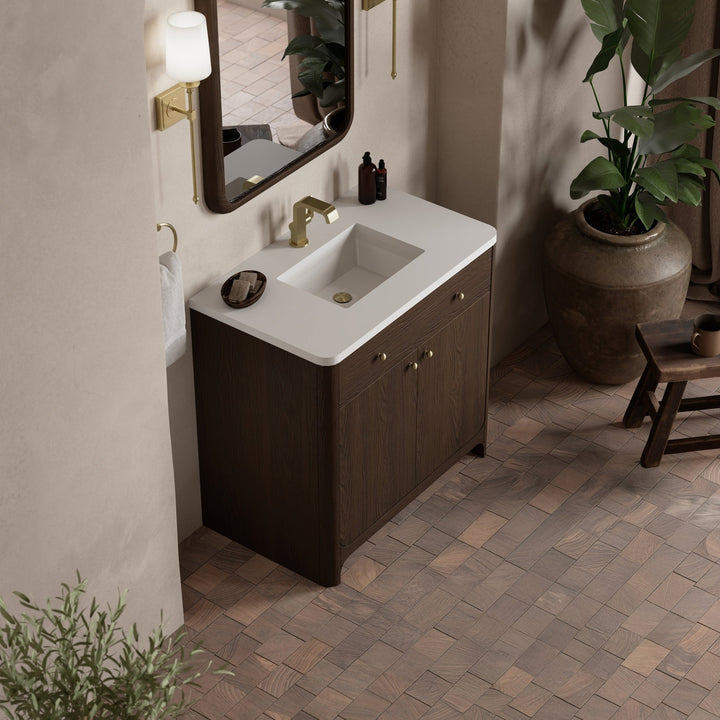 Gracyn 36" Single Vanity, Sable, w/ 3 CM White Zeus Quartz Top