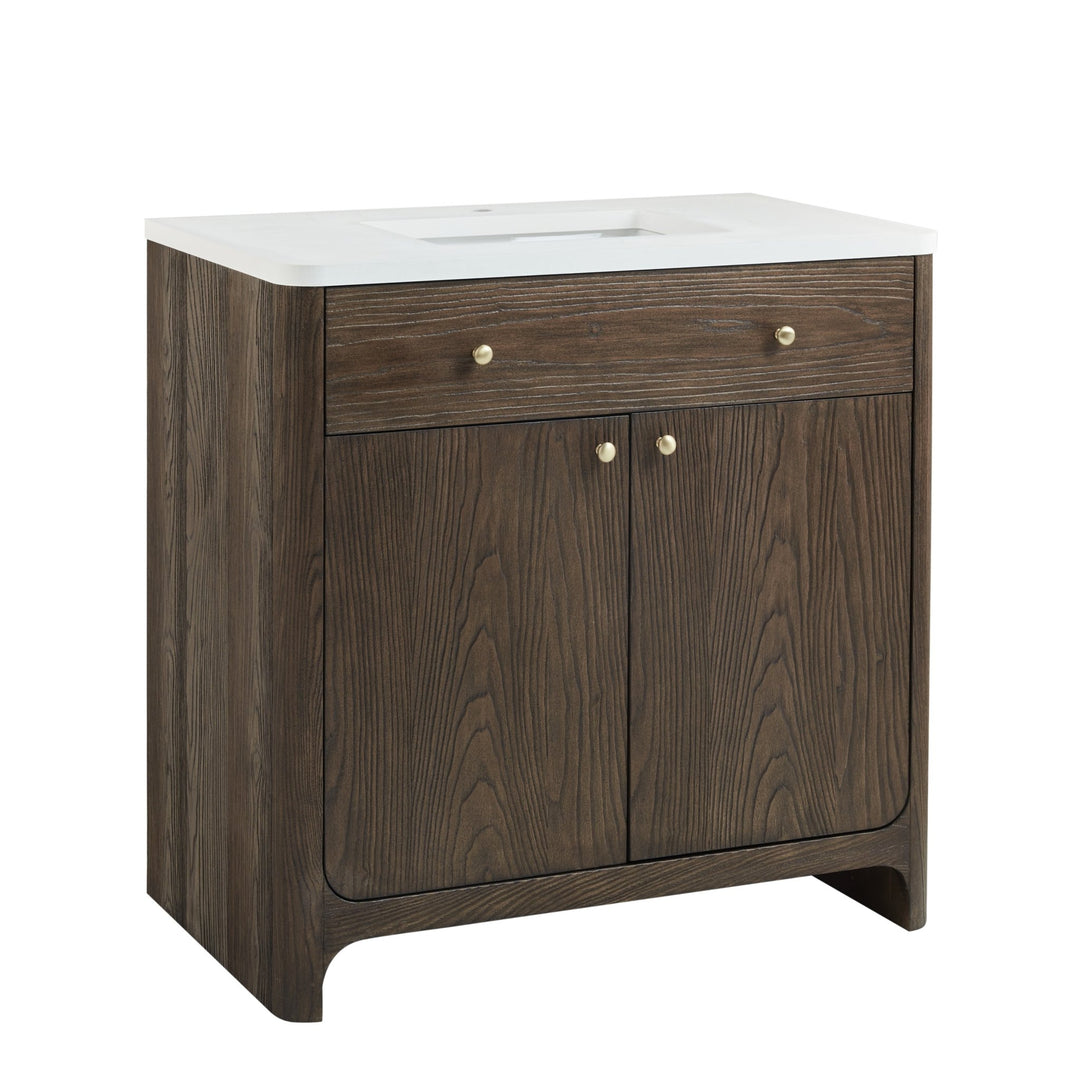 Gracyn 36" Single Vanity, Sable, w/ 3 CM White Zeus Quartz Top