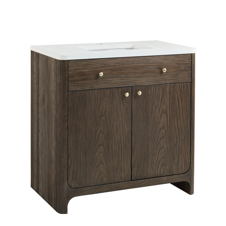 Gracyn 36" Single Vanity, Sable, w/ 3 CM White Zeus Quartz Top