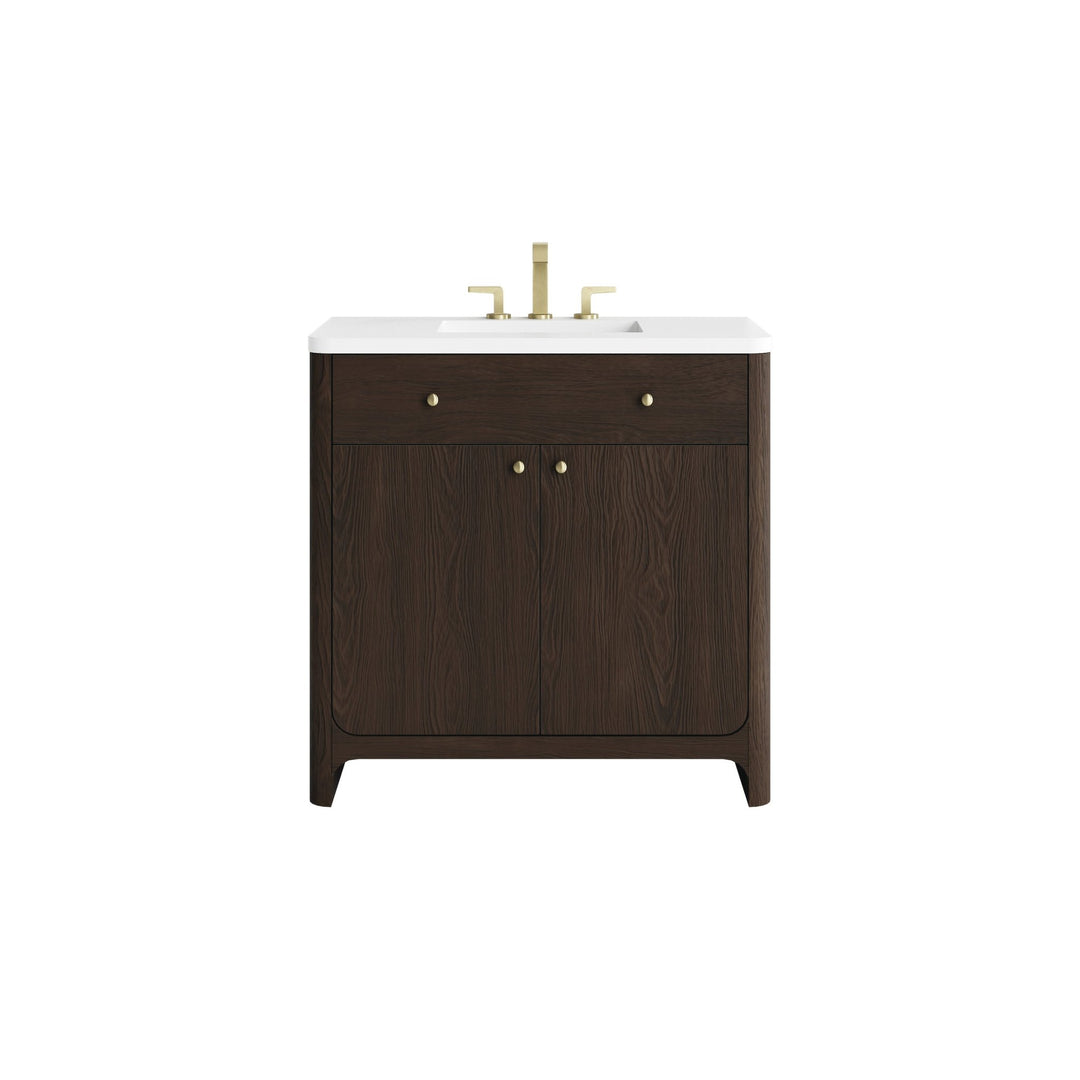 Gracyn 36" Single Vanity, Sable, w/ 3 CM White Zeus Quartz Widespread Top