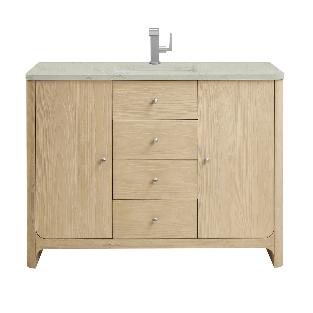 Gracyn 48" Single Vanity, Coastal Driftwood, w/ 3 CM Victorian Silver Quartz Top