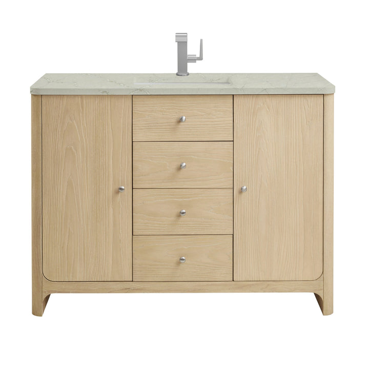 Gracyn 48" Single Vanity, Coastal Driftwood, w/ 3 CM Victorian Silver Quartz Top