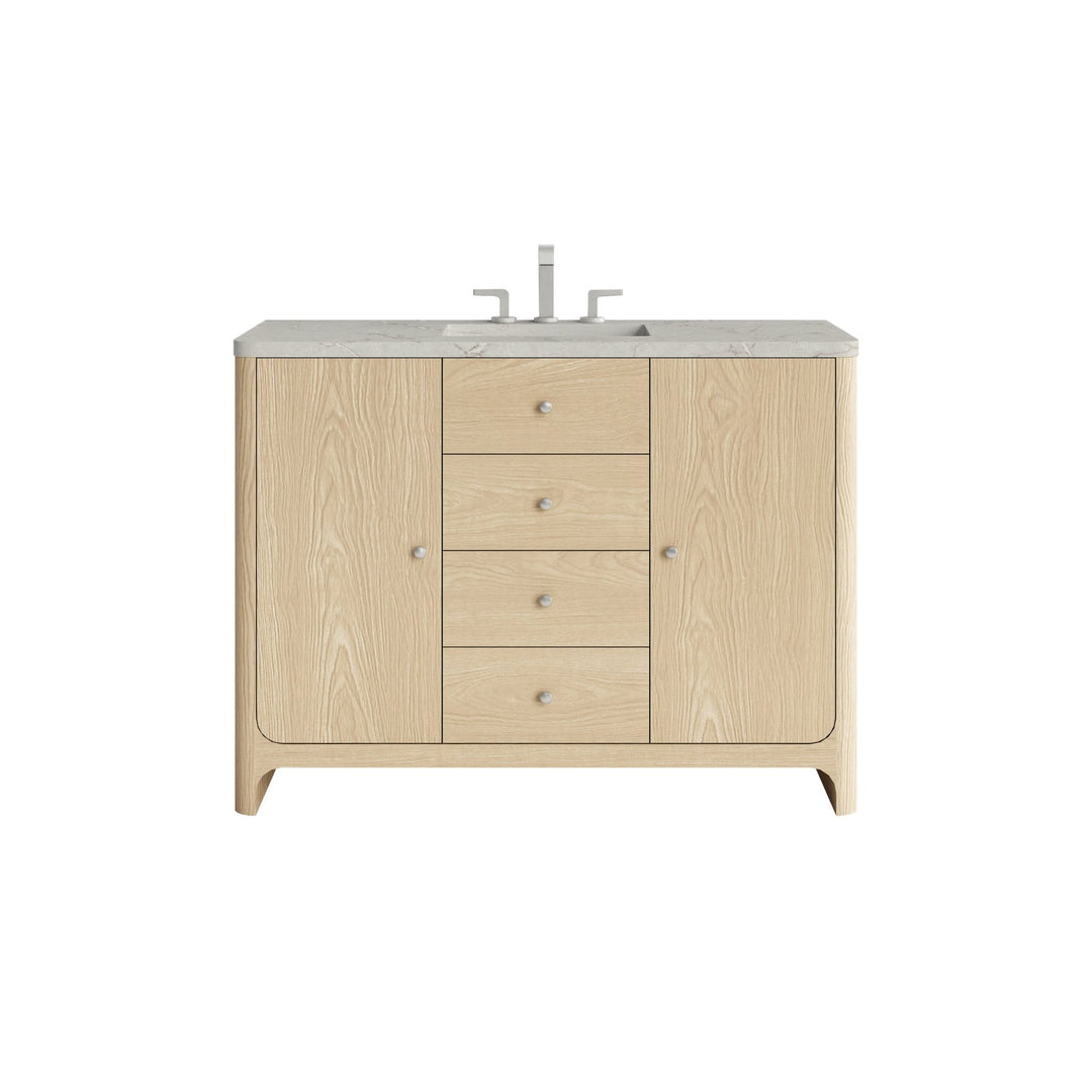 Gracyn 48" Single Vanity, Coastal Driftwood, w/ 3 CM Victorian Silver Quartz Widespread Top