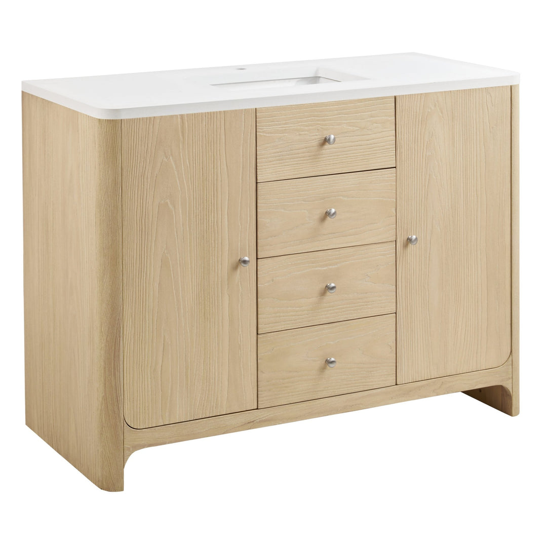 Gracyn 48" Single Vanity, Coastal Driftwood, w/ 3 CM White Zeus Quartz Top
