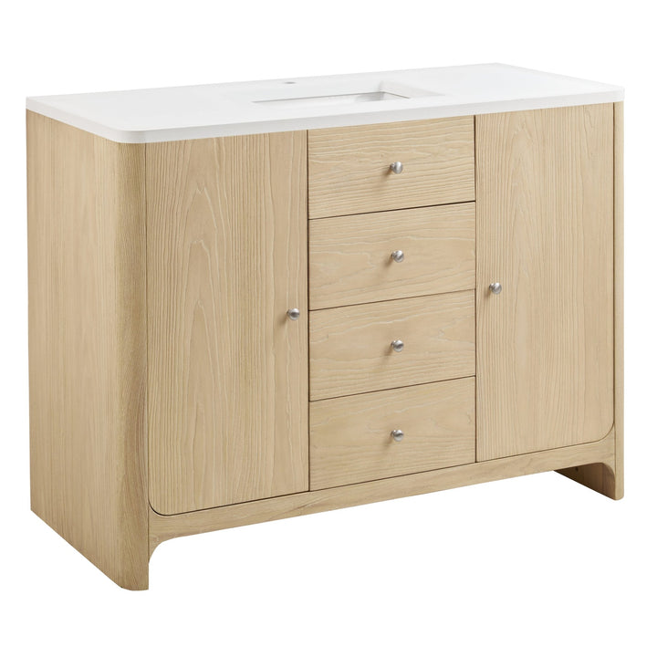 Gracyn 48" Single Vanity, Coastal Driftwood, w/ 3 CM White Zeus Quartz Top