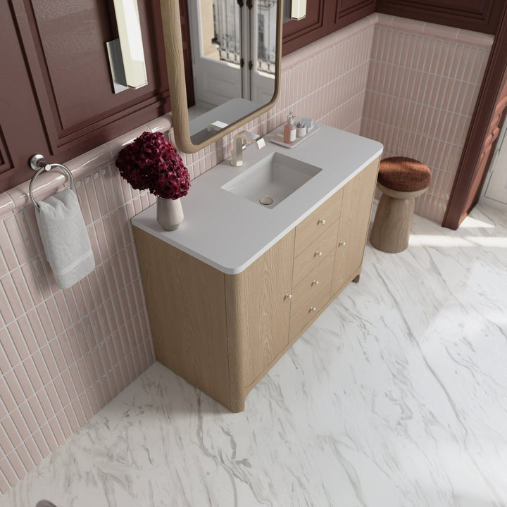 Gracyn 48" Single Vanity, Coastal Driftwood, w/ 3 CM White Zeus Quartz Top