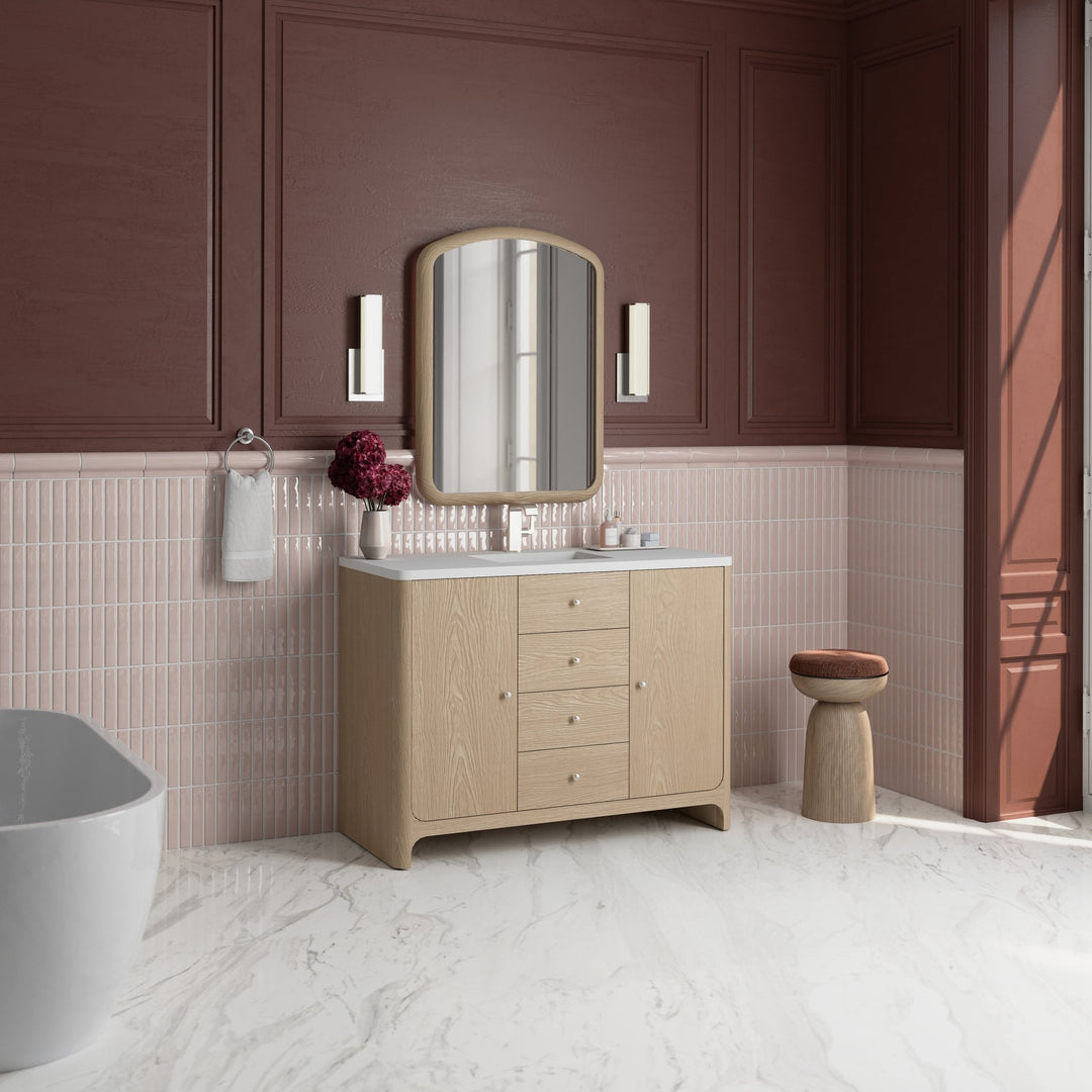 Gracyn 48" Single Vanity, Coastal Driftwood, w/ 3 CM White Zeus Quartz Top