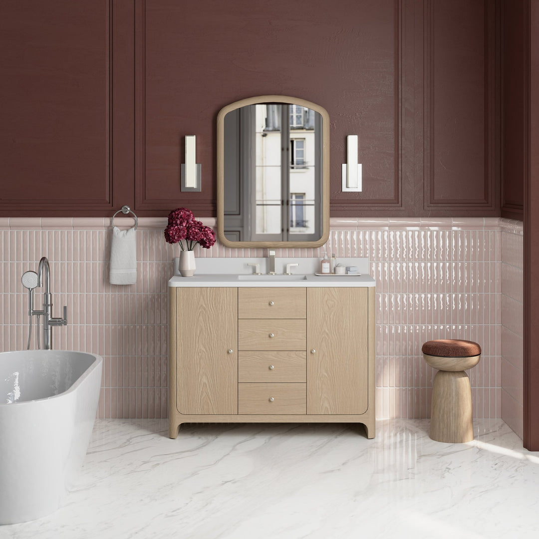 Gracyn 48" Single Vanity, Coastal Driftwood, w/ 3 CM White Zeus Quartz Widespread Top