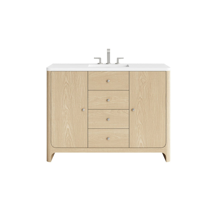 Gracyn 48" Single Vanity, Coastal Driftwood, w/ 3 CM White Zeus Quartz Widespread Top