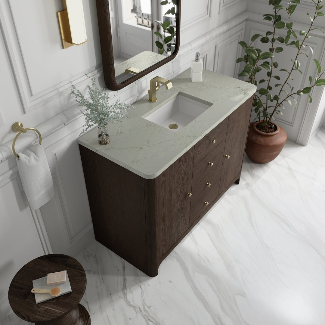 Gracyn 48" Single Vanity, Sable, w/ 3 CM Victorian Silver Quartz Top