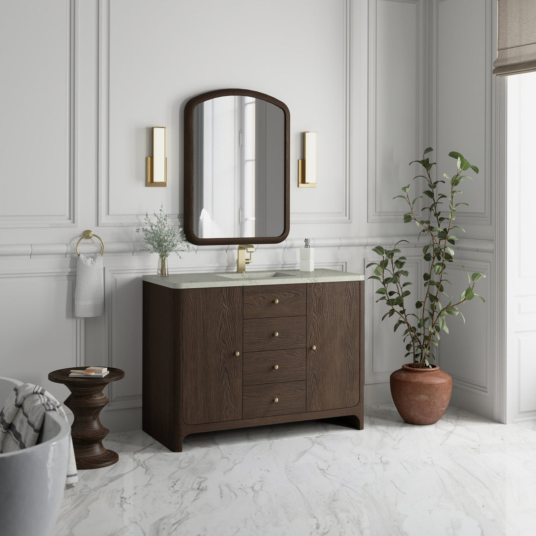 Gracyn 48" Single Vanity, Sable, w/ 3 CM Victorian Silver Quartz Top