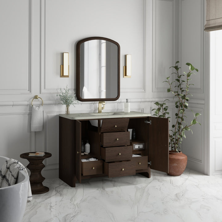 Gracyn 48" Single Vanity, Sable, w/ 3 CM Victorian Silver Quartz Top