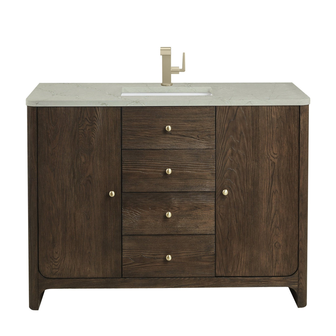 Gracyn 48" Single Vanity, Sable, w/ 3 CM Victorian Silver Quartz Top
