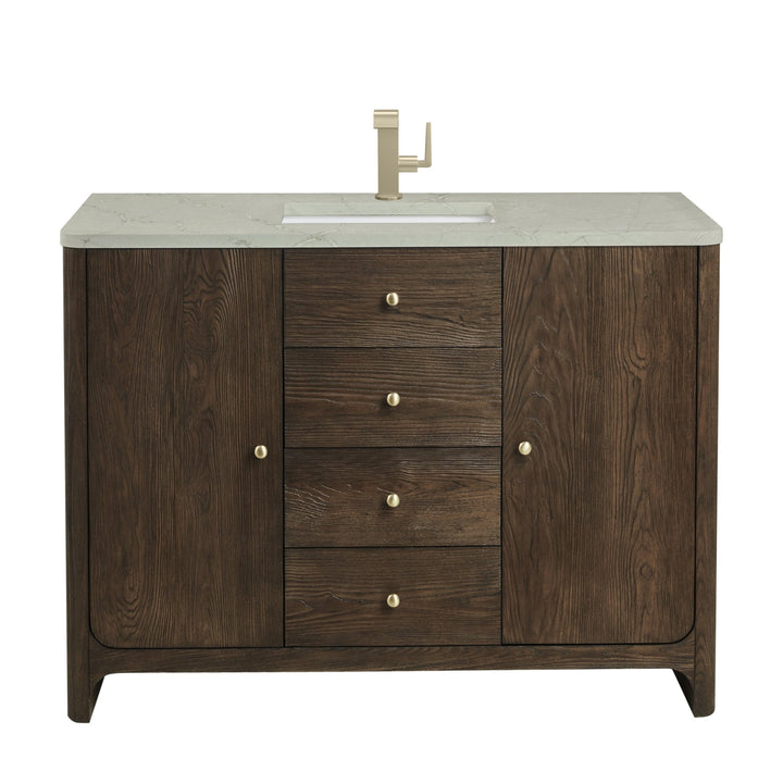 Gracyn 48" Single Vanity, Sable, w/ 3 CM Victorian Silver Silestone Top w/ FreePower Wireless Charger