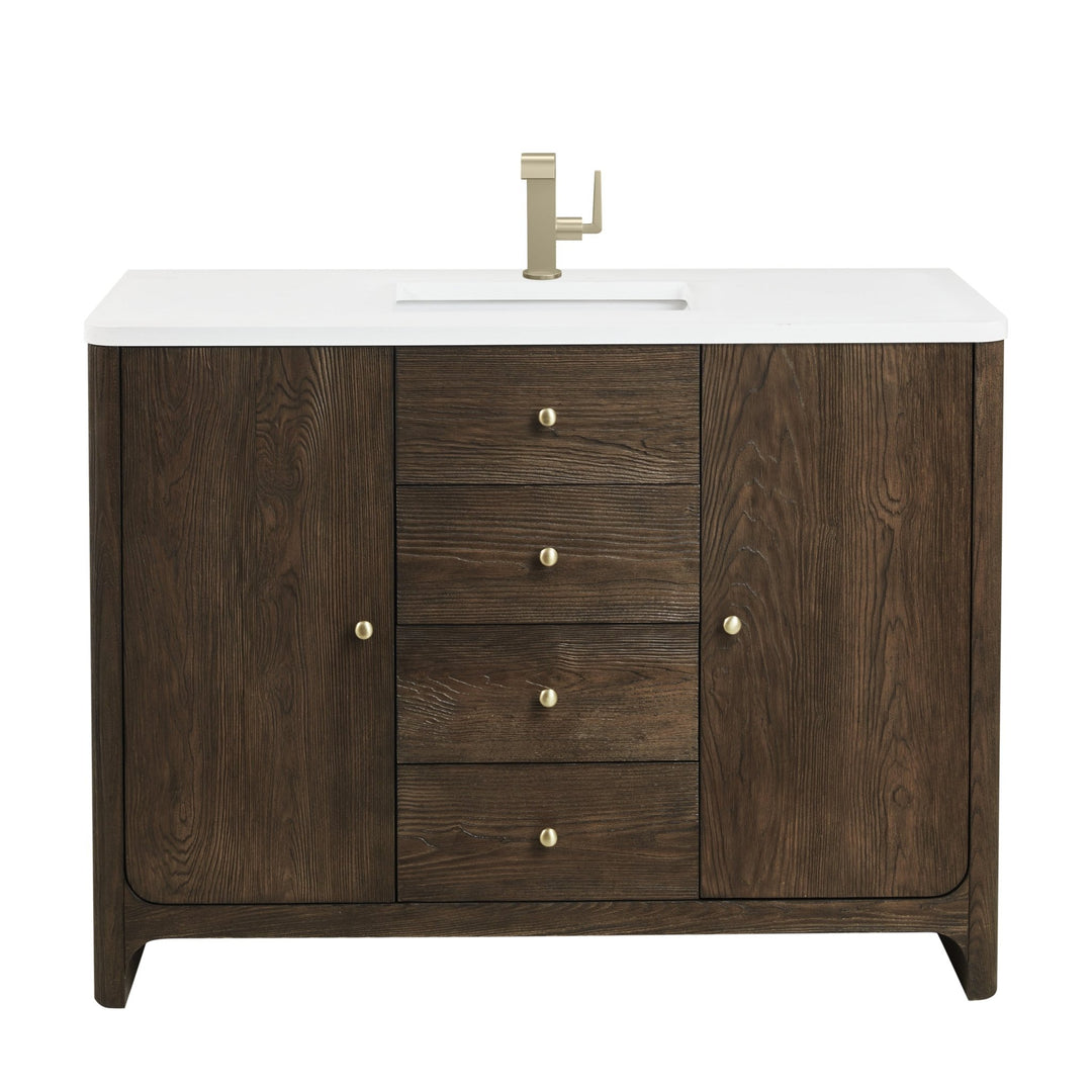 Gracyn 48" Single Vanity, Sable, w/ 3 CM White Zeus Quartz Top