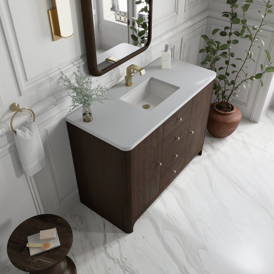 Gracyn 48" Single Vanity, Sable, w/ 3 CM White Zeus Quartz Top