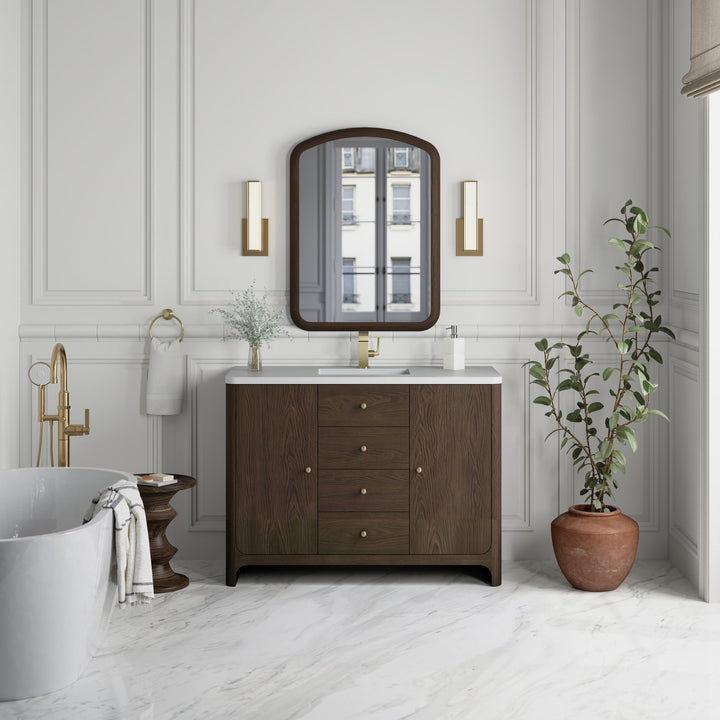 Gracyn 48" Single Vanity, Sable, w/ 3 CM White Zeus Quartz Top