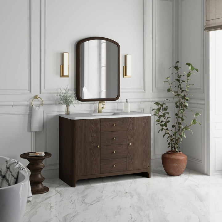 Gracyn 48" Single Vanity, Sable, w/ 3 CM White Zeus Quartz Top