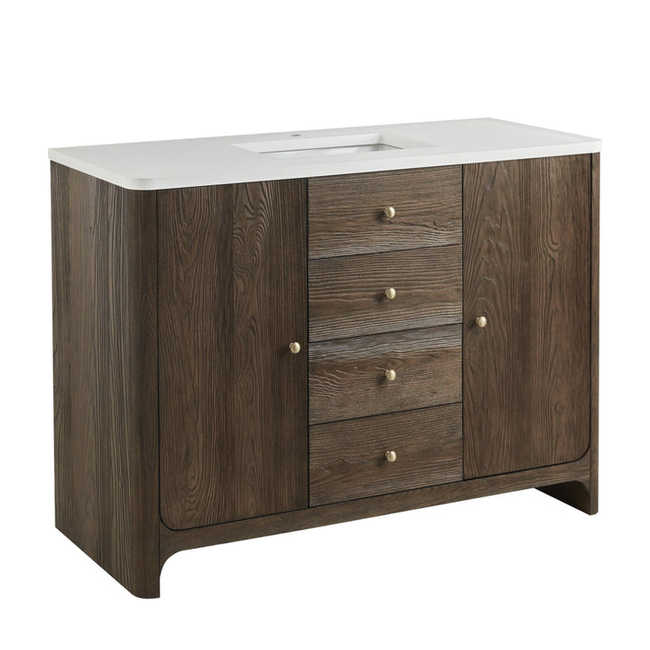 Gracyn 48" Single Vanity, Sable, w/ 3 CM White Zeus Quartz Top