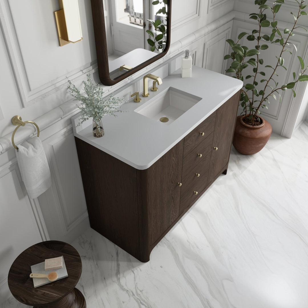 Gracyn 48" Single Vanity, Sable, w/ 3 CM White Zeus Quartz Widespread Top