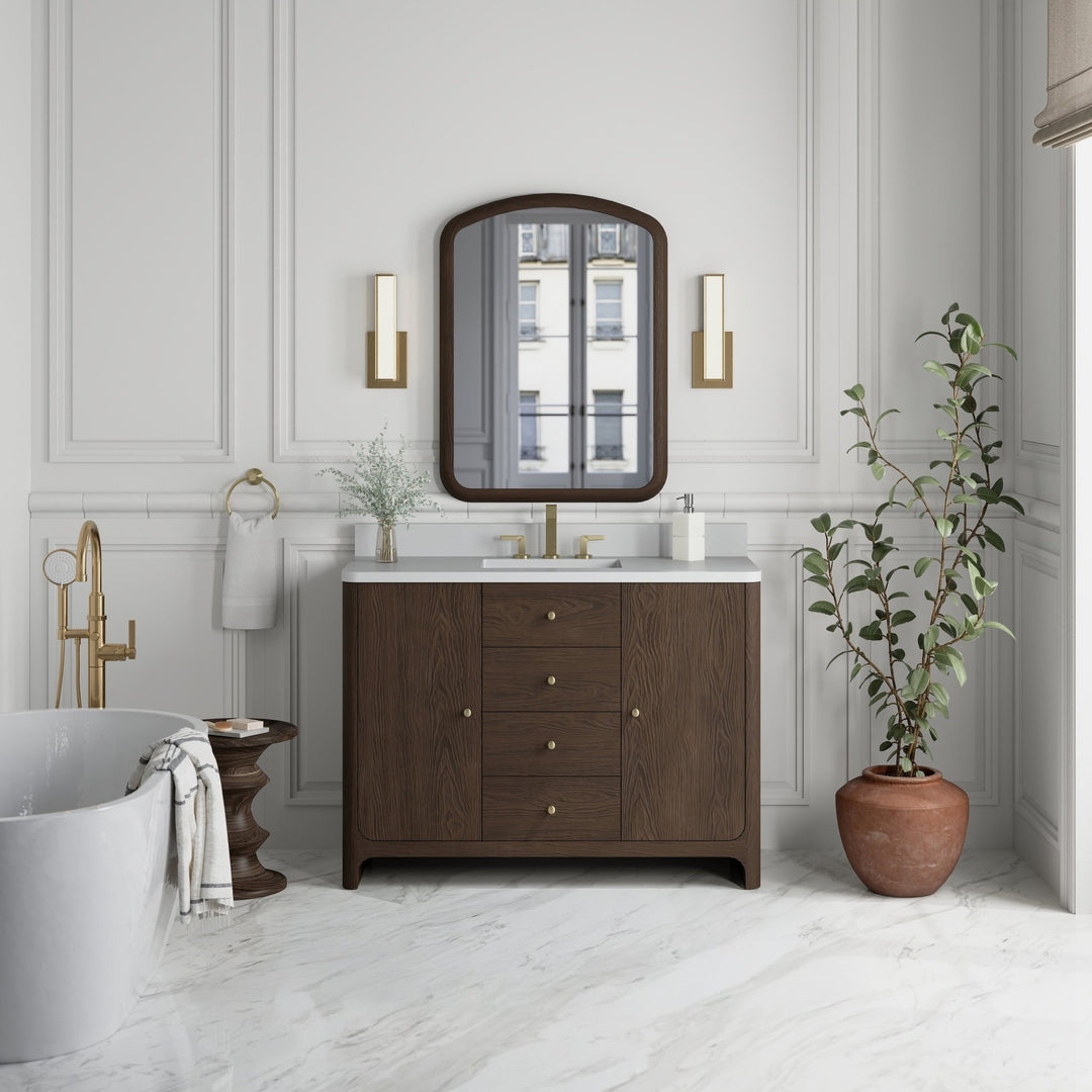Gracyn 48" Single Vanity, Sable, w/ 3 CM White Zeus Quartz Widespread Top