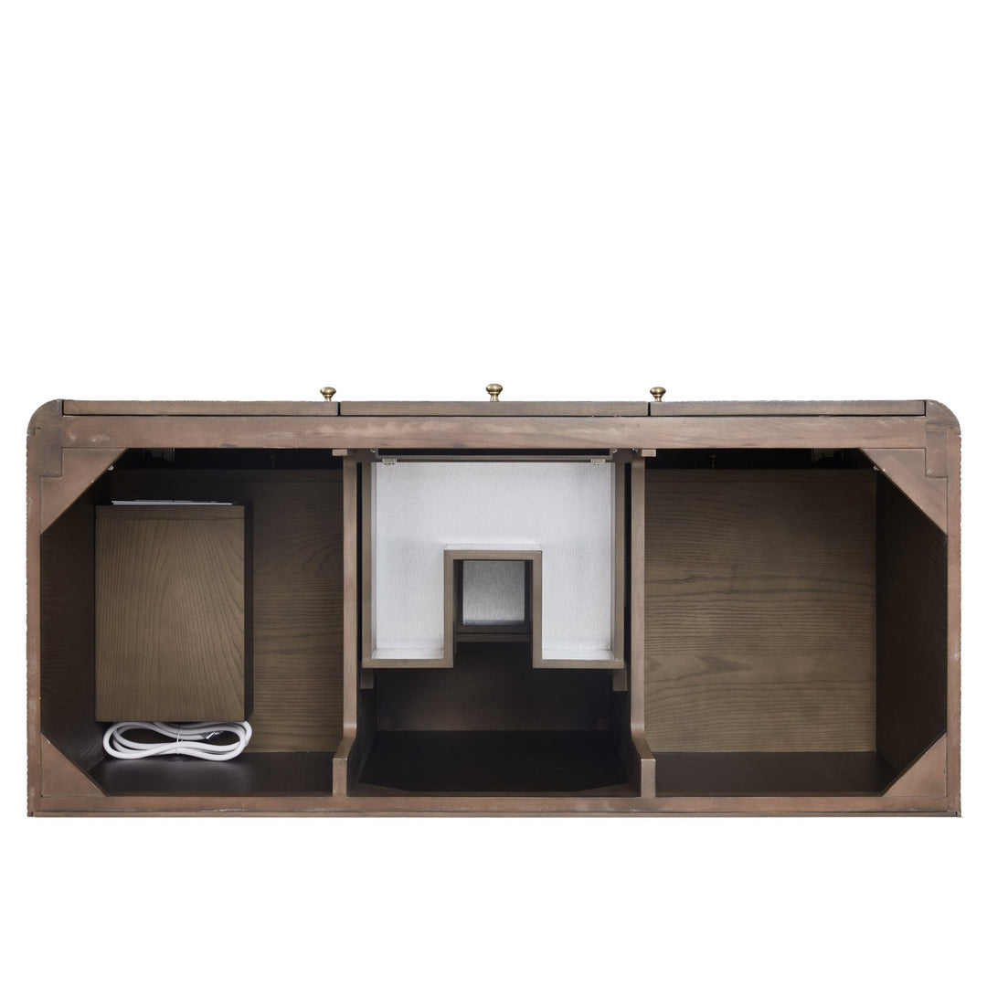 Gracyn 48" Single Vanity, Sable, w/ 3 CM White Zeus Quartz Widespread Top