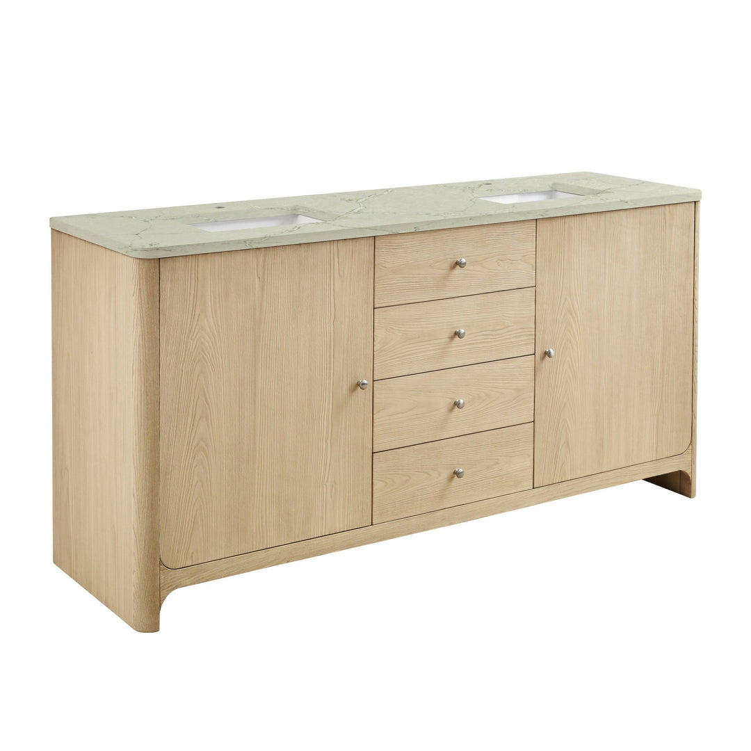 Gracyn 72" Double Vanity, Coastal Driftwood, w/ 3 CM Victorian Silver Quartz Top