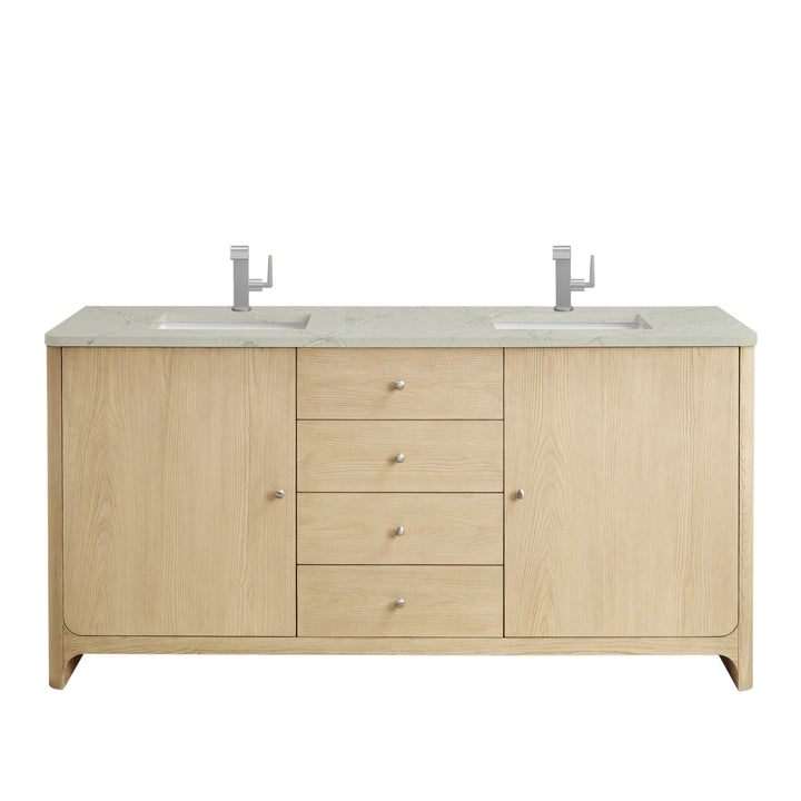 Gracyn 72" Double Vanity, Coastal Driftwood, w/ 3 CM Victorian Silver Quartz Top