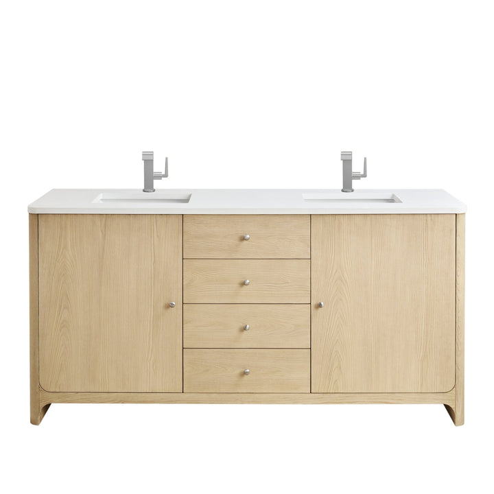 Gracyn 72" Double Vanity, Coastal Driftwood, w/ 3 CM White Zeus Quartz Top