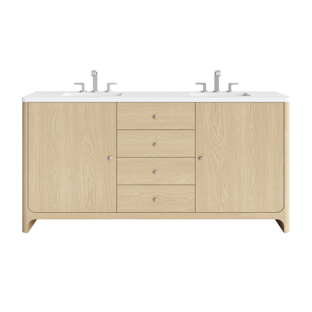 Gracyn 72" Double Vanity, Coastal Driftwood, w/ 3 CM White Zeus Quartz Widespread Top