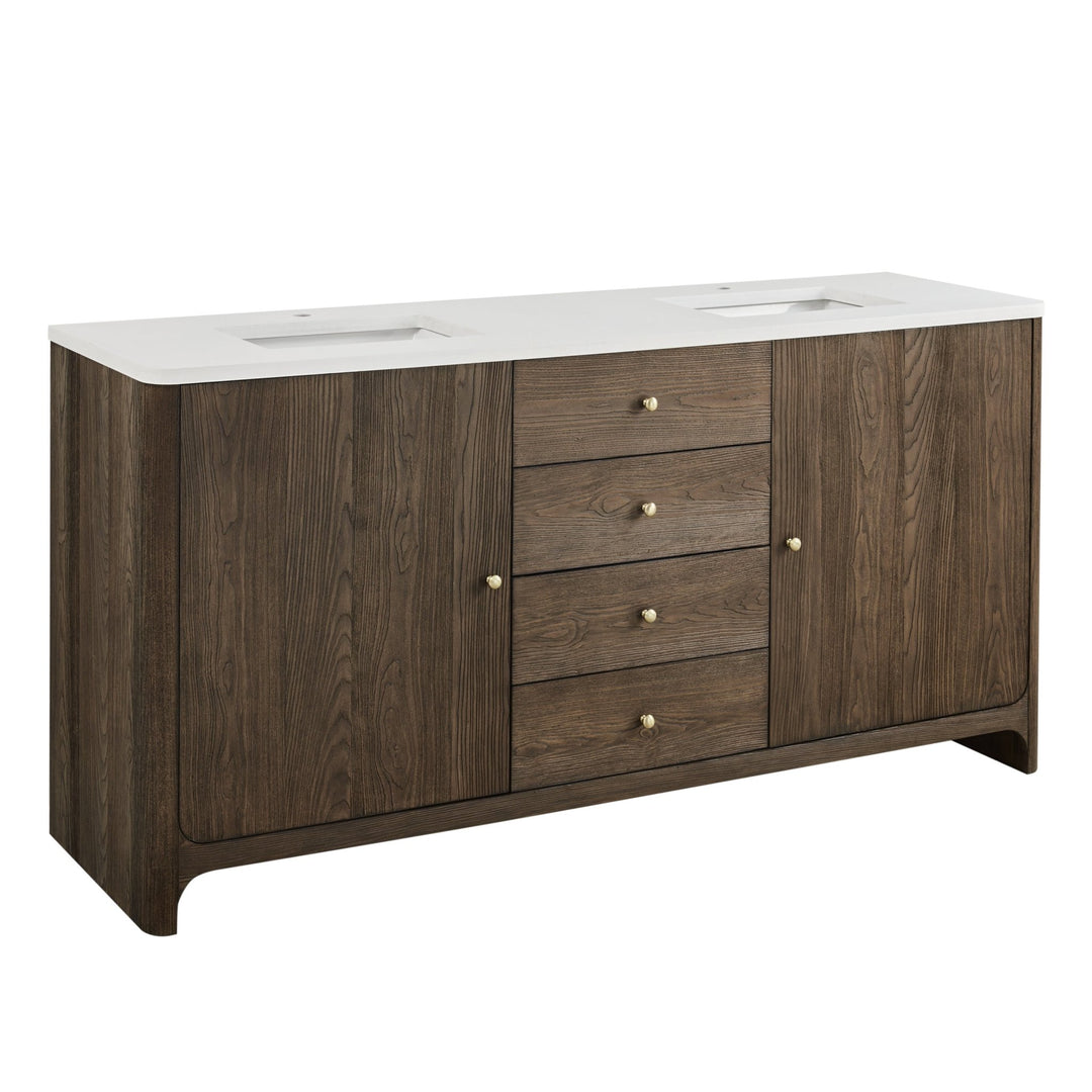 Gracyn 72" Double Vanity, Sable, w/ 3 CM White Zeus Quartz Top