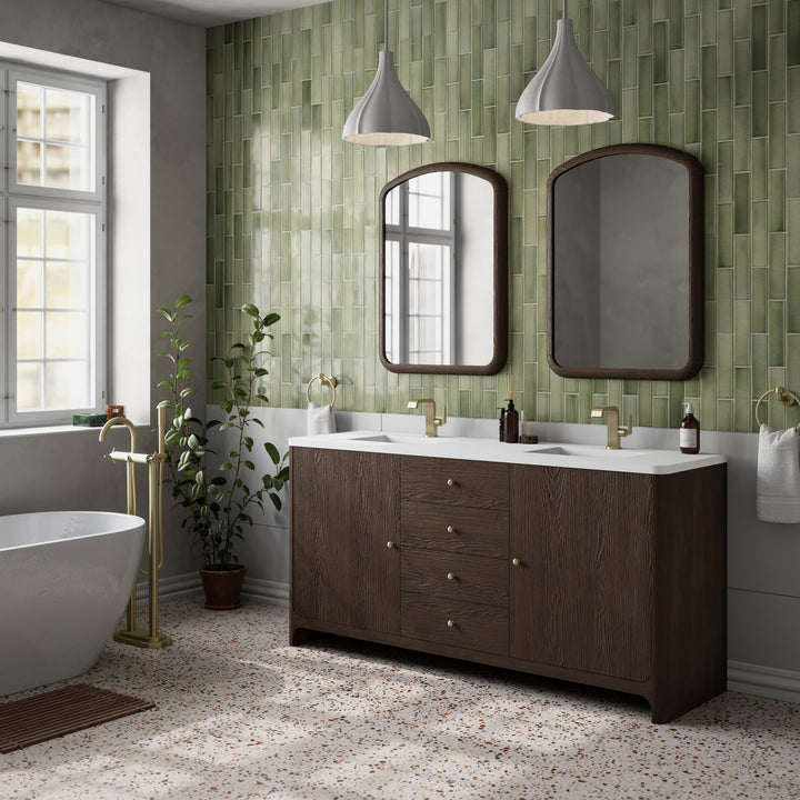 Gracyn 72" Double Vanity, Sable, w/ 3 CM White Zeus Quartz Top