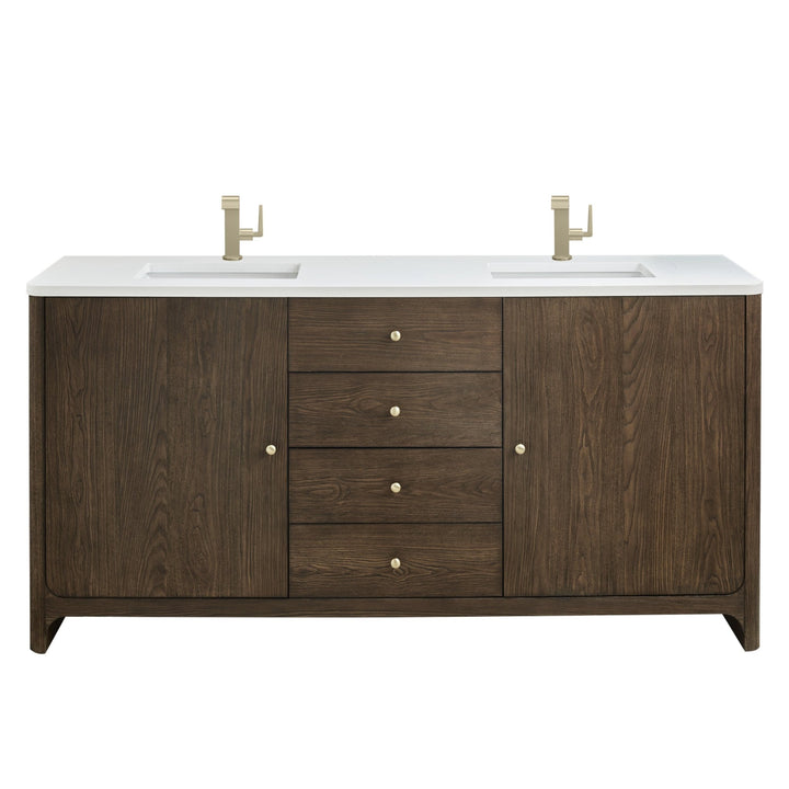 Gracyn 72" Double Vanity, Sable, w/ 3 CM White Zeus Quartz Top