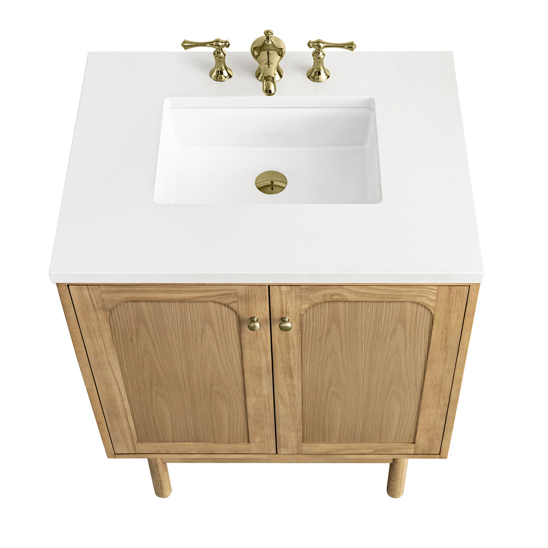 Laurent 30" Single Vanity, Light Natural Oak w/ 3 CM White Zeus Top