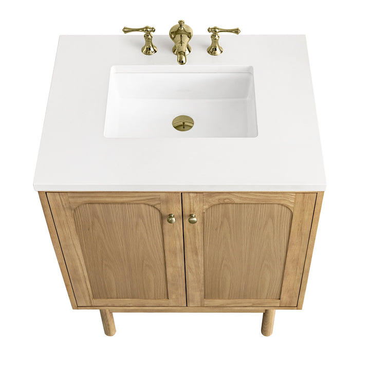 Laurent 30" Single Vanity, Light Natural Oak w/ 3 CM White Zeus Top