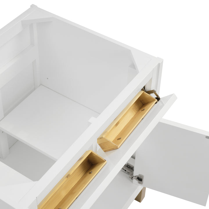 Chicago 30" Single Vanity, Glossy White, w/ 3 CM White Zeus Silestone® Top