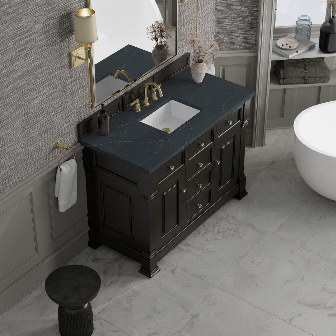 Brookfield 48" Single Vanity, Black Onyx w/3 CM Charcoal Soapstone Silestone® Top